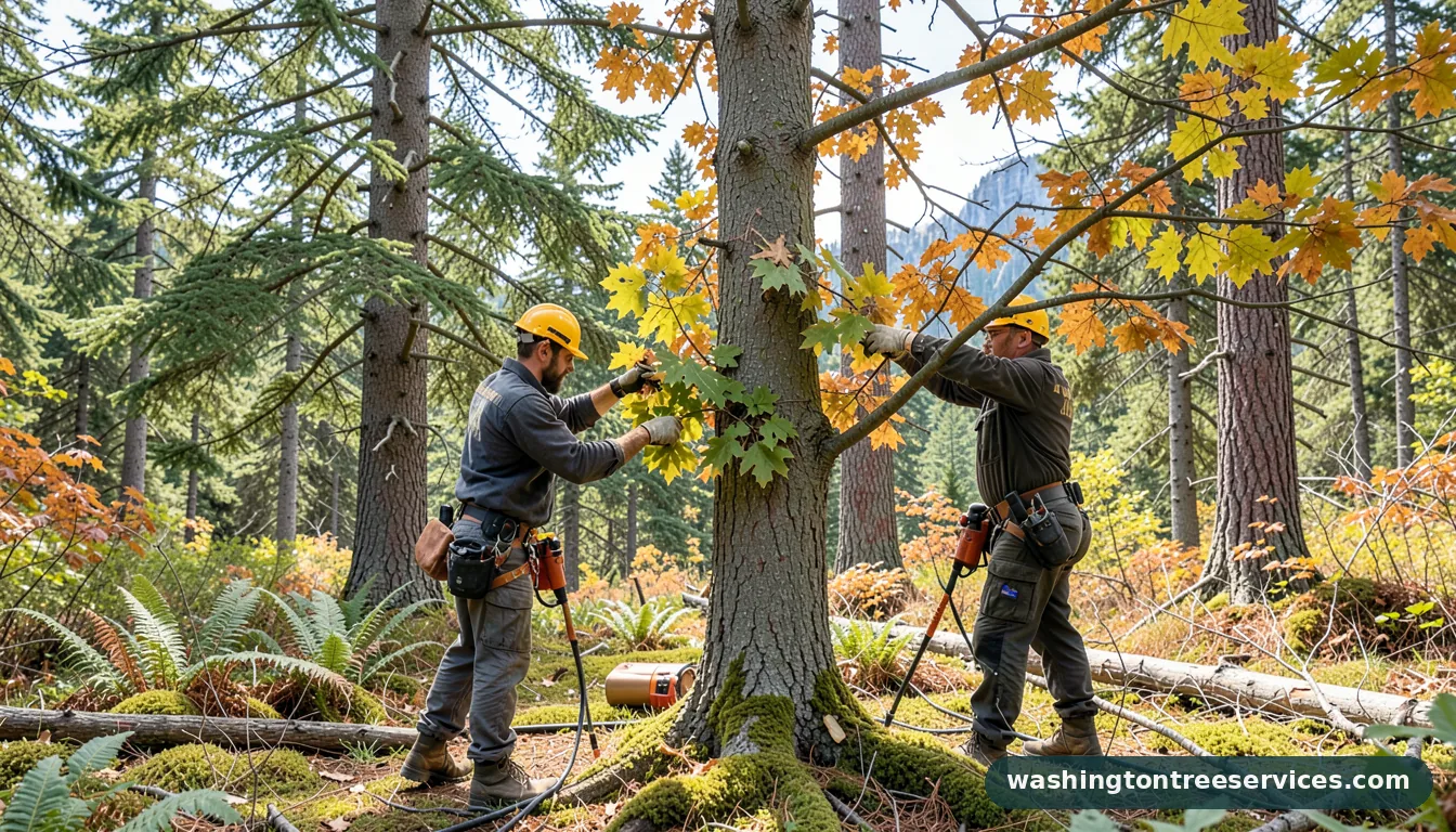 maple tree trimming - certified arborists at work in Washington