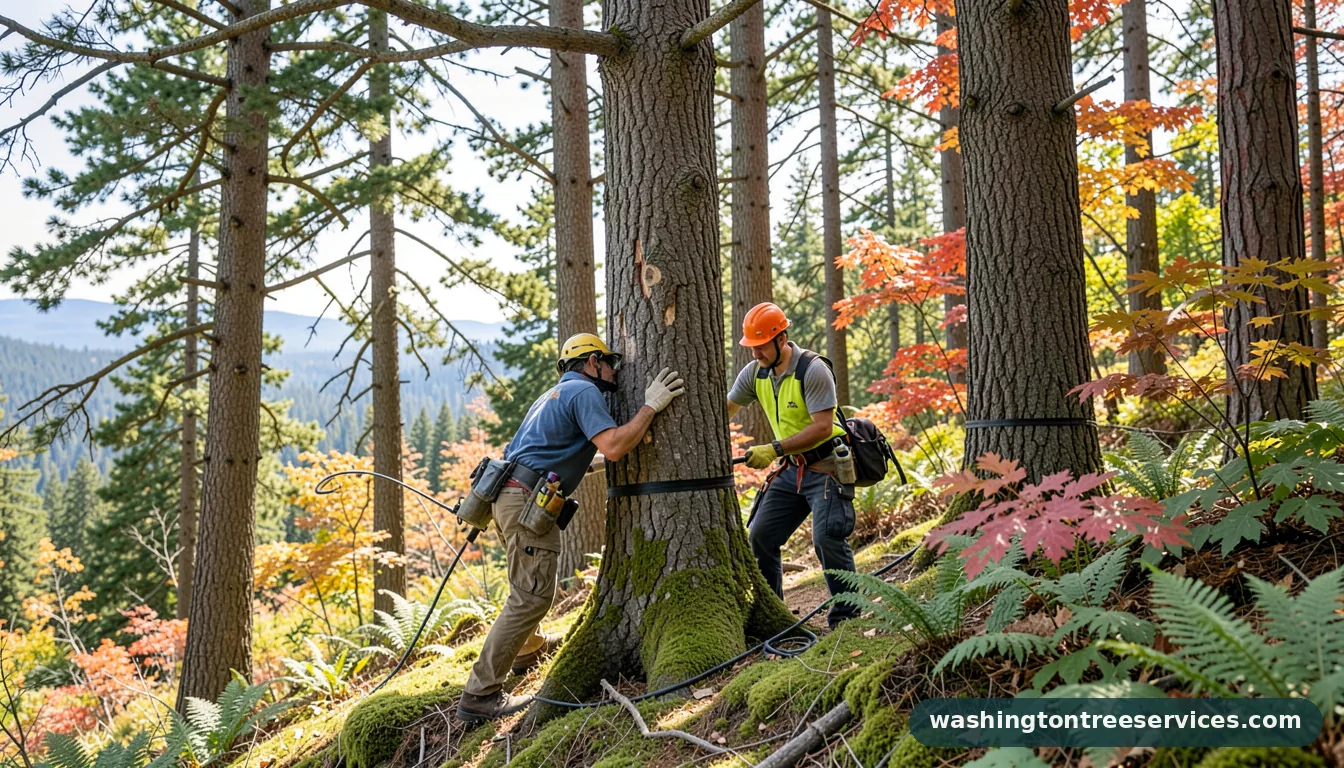 Completed moss removal from trees project by Washington Tree Services moss removal from trees - completed tree work by Washington Tree Services