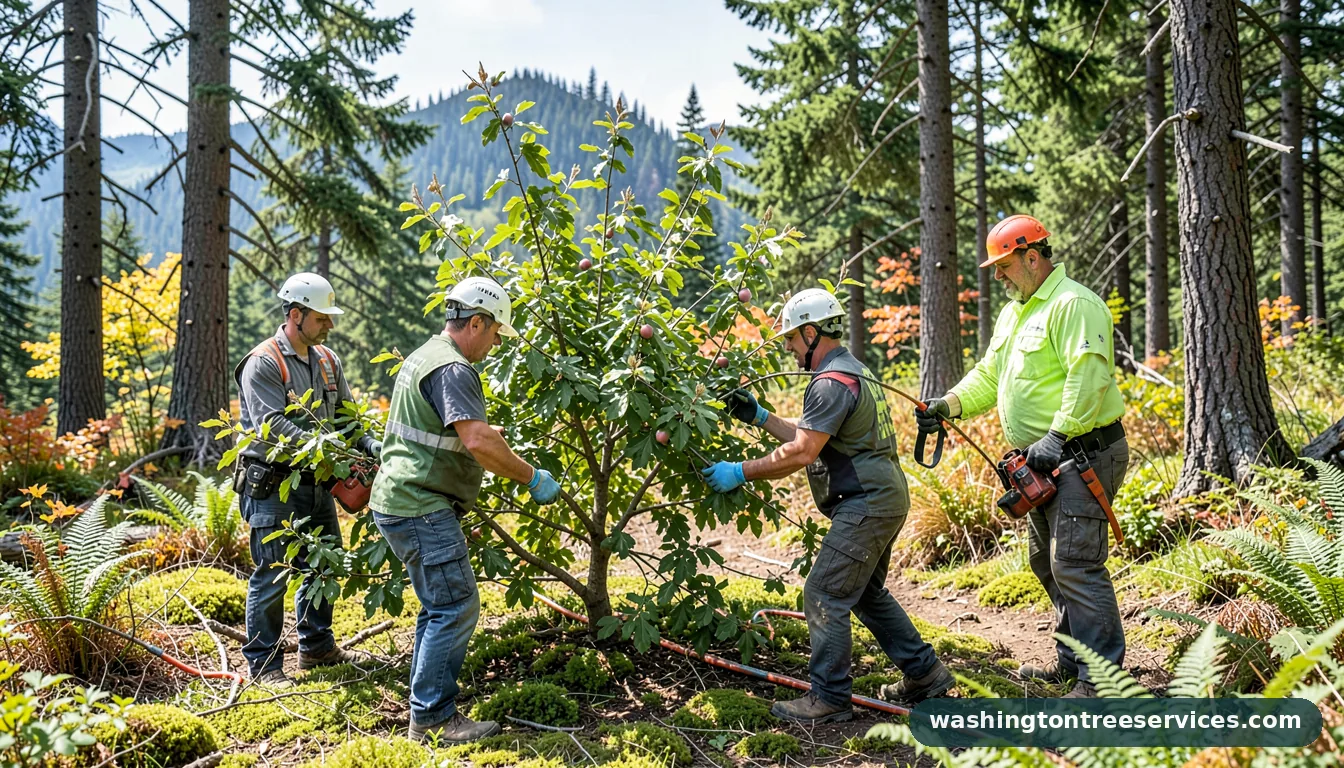 Certified arborists handling moving a plum tree in Washington moving a plum tree - certified arborists at work in Washington