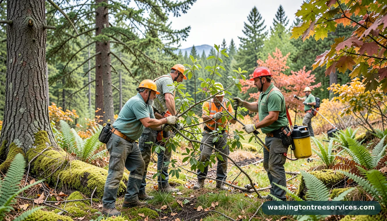 Professional equipment for moving a plum tree in Washington moving a plum tree - tree service equipment and crew in Washington