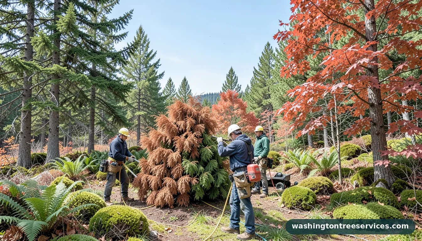 my arborvitae is turning brown - professional tree service in Washington