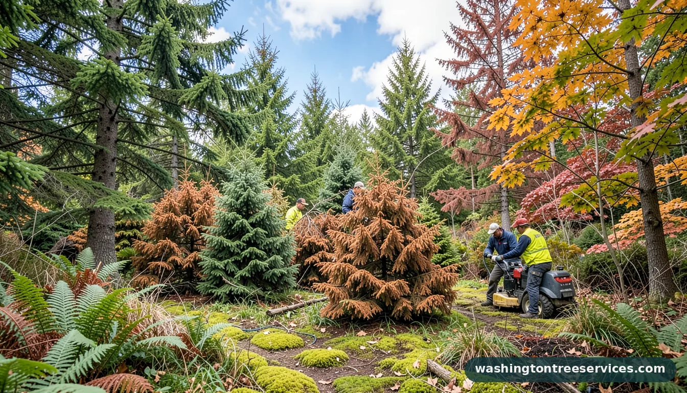 my arborvitae is turning brown - completed tree work by Washington Tree Services