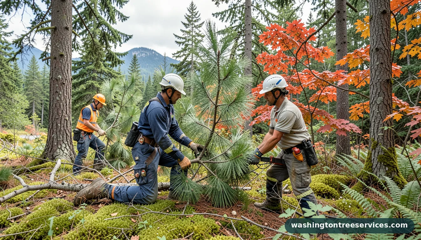 norfolk island pine pruning - tree service equipment and crew in Washington
