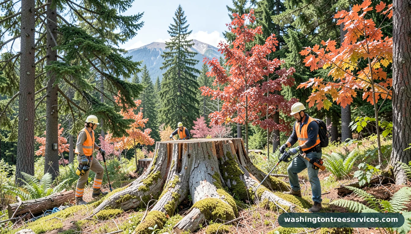 old tree stumps - tree service equipment and crew in Washington