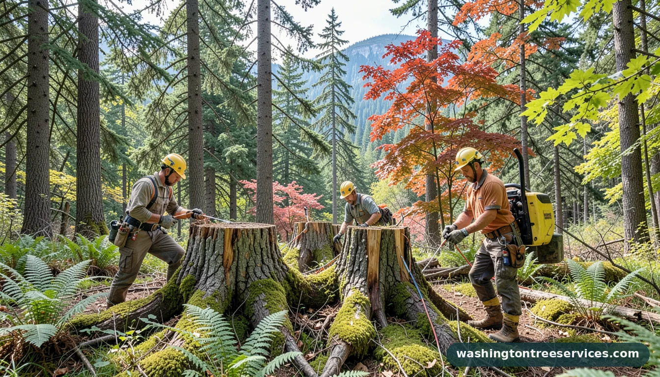 old tree stumps - completed tree work by Washington Tree Services