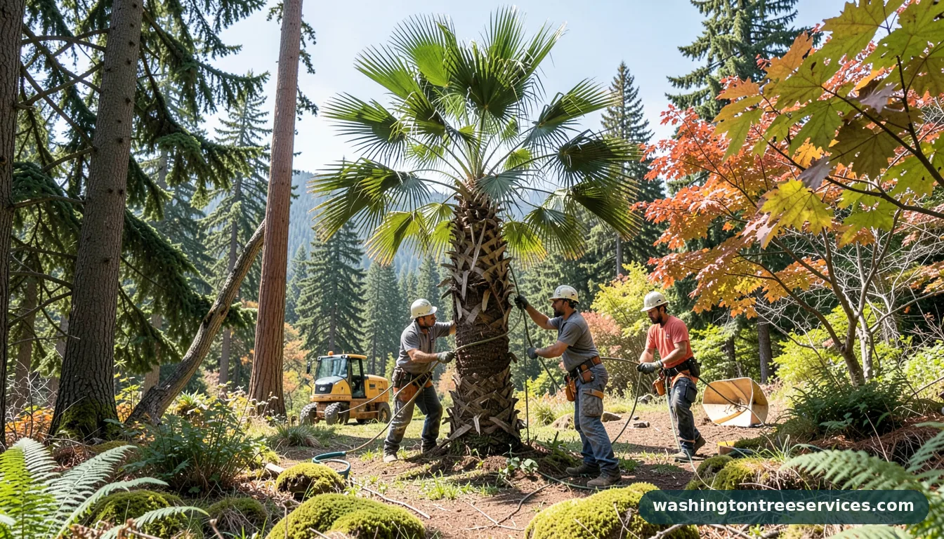 Completed palm tree arborist project by Washington Tree Services palm tree arborist - completed tree work by Washington Tree Services