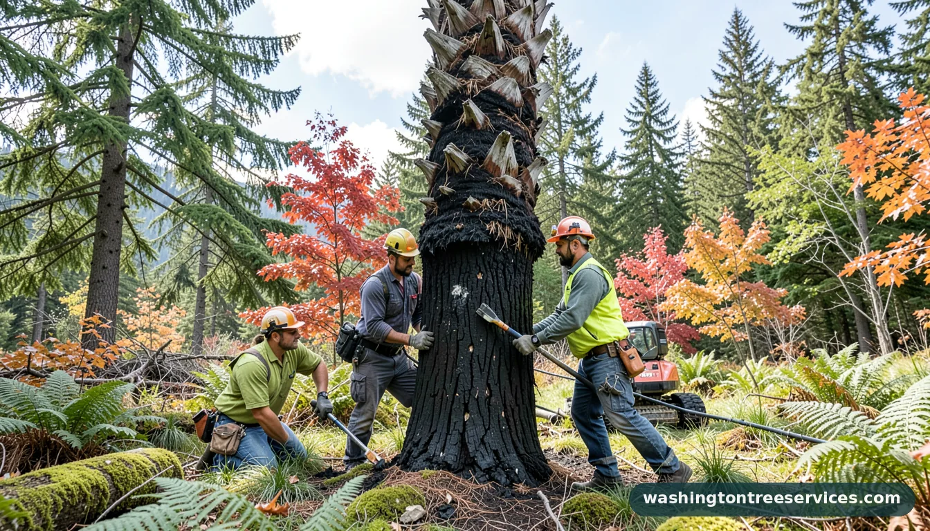 palm tree trunk turning black - professional tree service in Washington