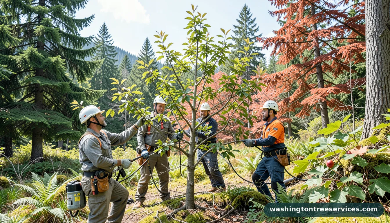 Professional equipment for peach tree disease treatment in Washington peach tree disease treatment - tree service equipment and crew in Washington