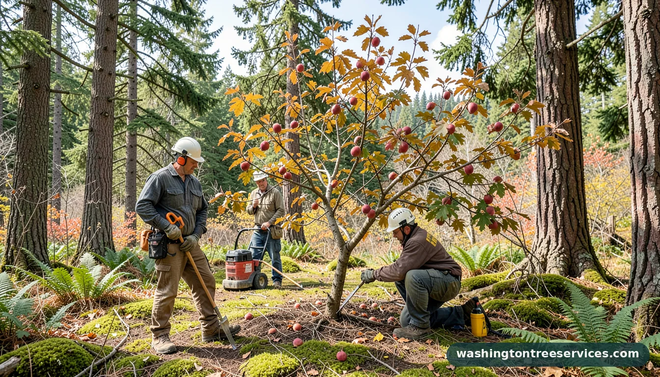 peach tree pruning - certified arborists at work in Washington