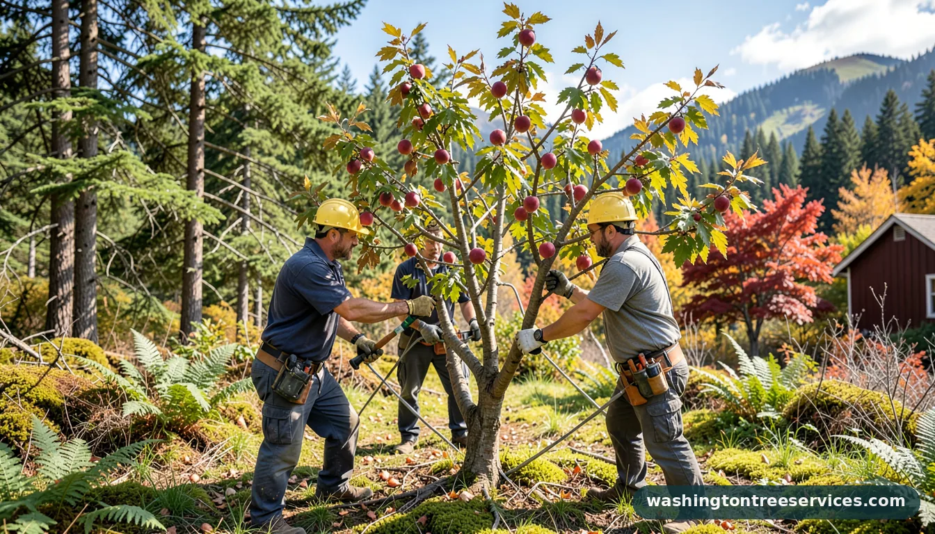 peach tree pruning - completed tree work by Washington Tree Services
