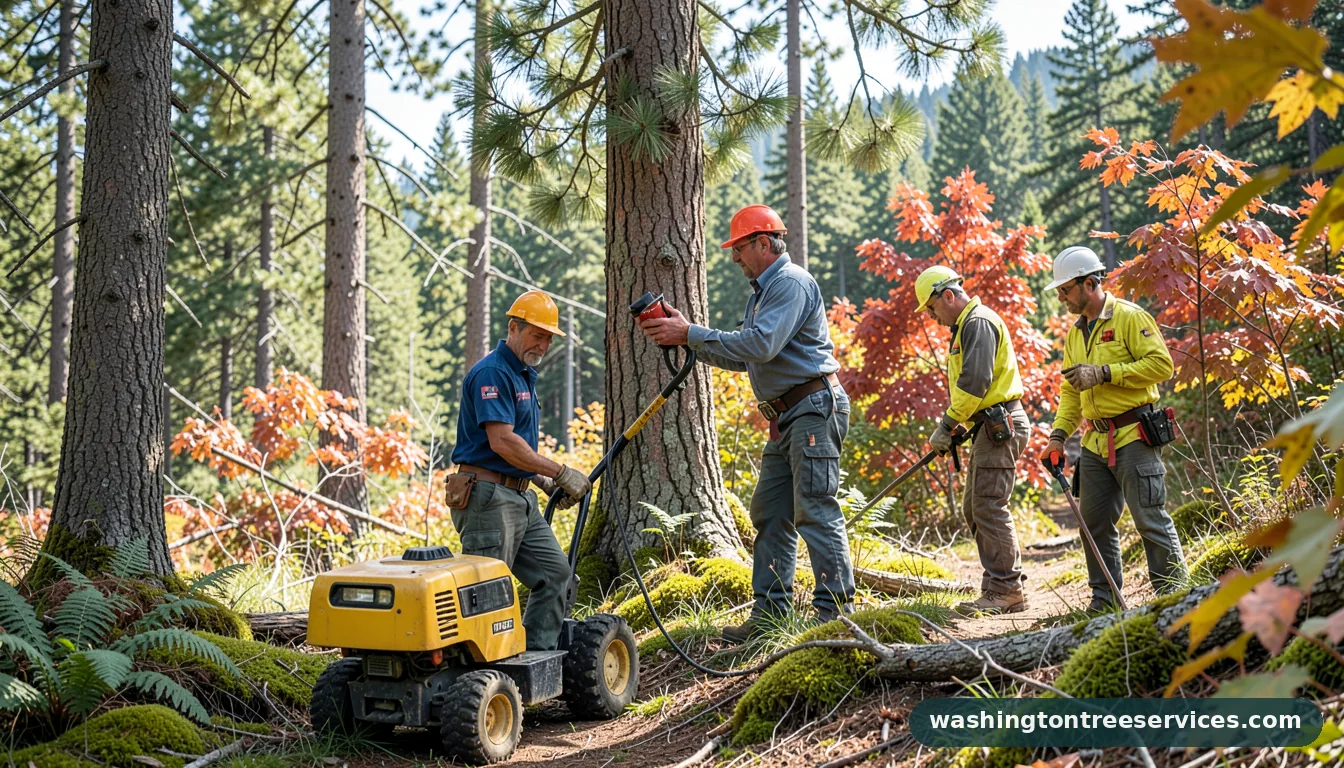 pine and ponder tree service - tree service equipment and crew in Washington
