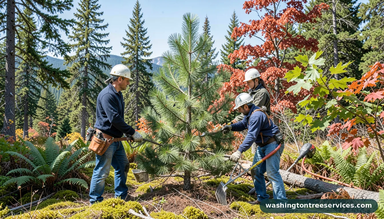 pine tree shaping - tree service equipment and crew in Washington
