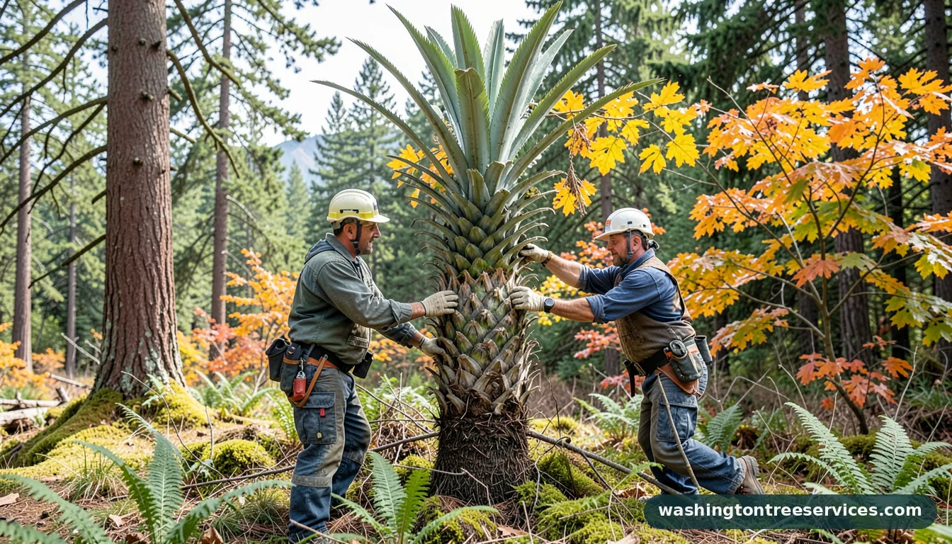 Professional equipment for pineapple palm tree trimming in Washington pineapple palm tree trimming - tree service equipment and crew in Washington