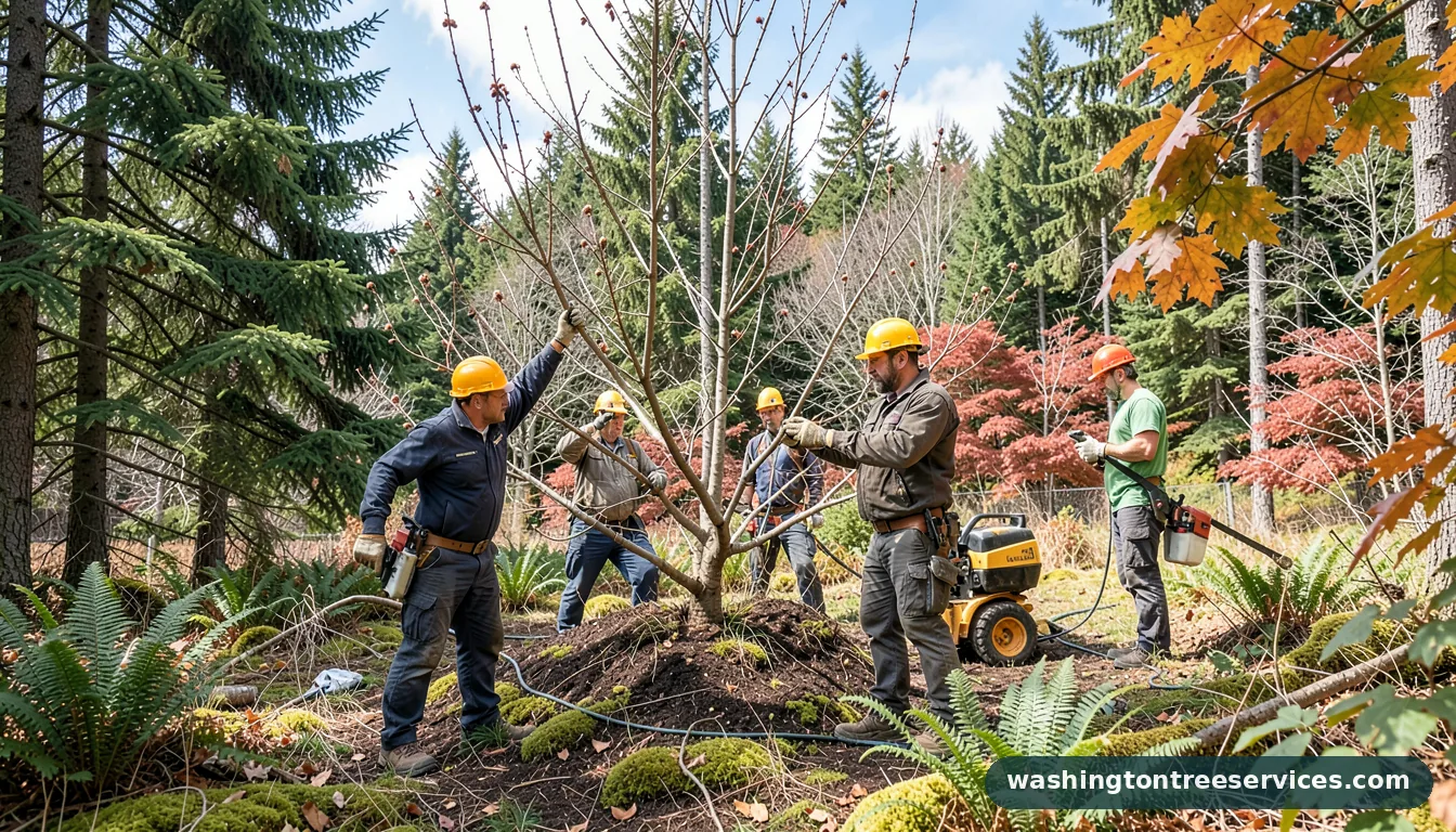 Certified arborists handling plum tree winter care in Washington plum tree winter care - certified arborists at work in Washington
