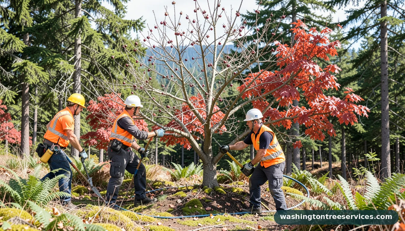 Professional equipment for plum tree winter care in Washington plum tree winter care - tree service equipment and crew in Washington