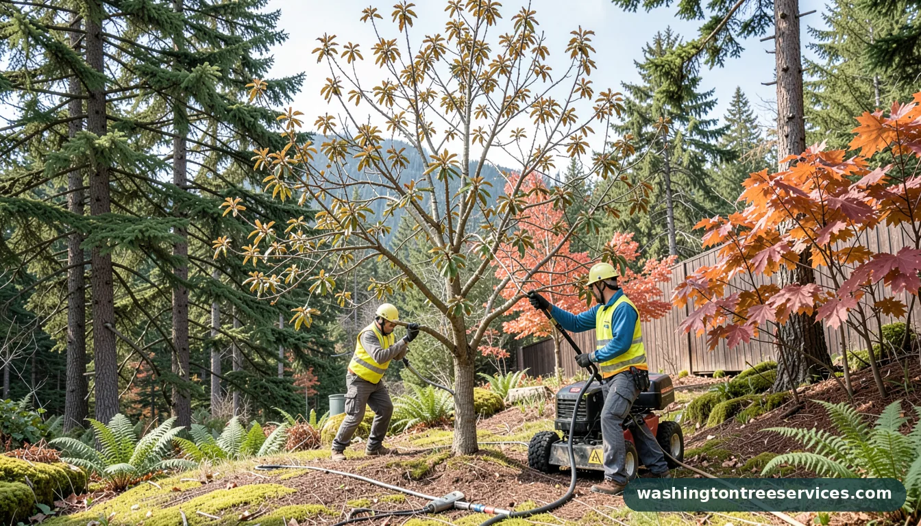 Completed plum tree winter care project by Washington Tree Services plum tree winter care - completed tree work by Washington Tree Services