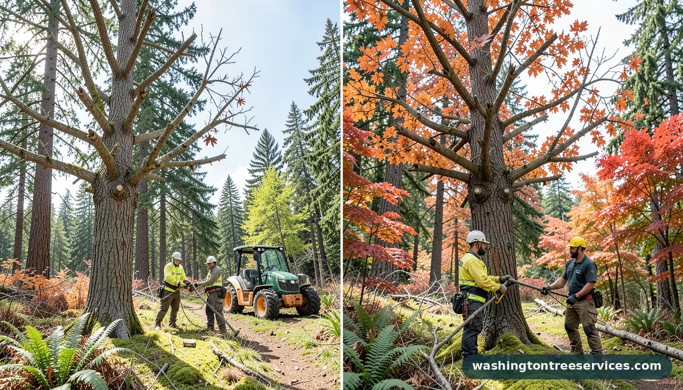 pollarding trees before and after - professional tree service in Washington