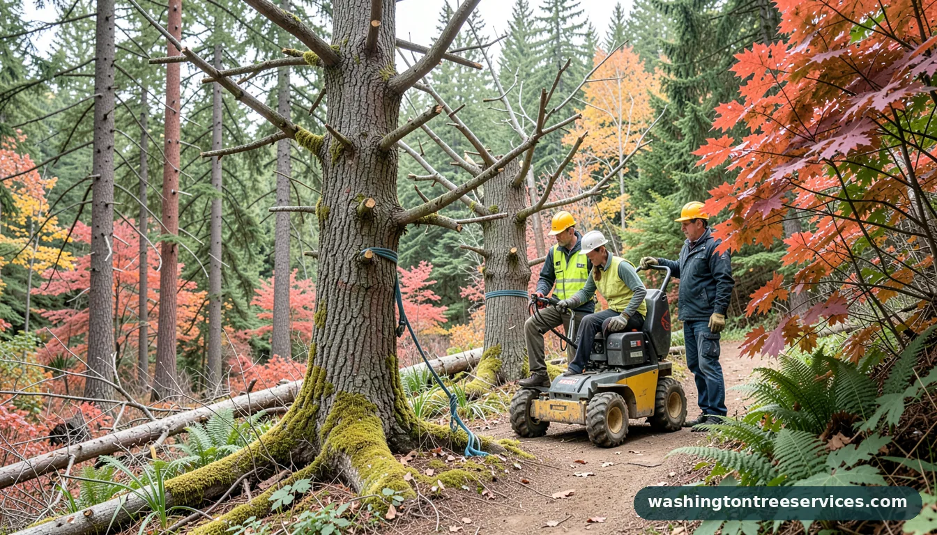 Professional equipment for pollarding trees in Washington pollarding trees - tree service equipment and crew in Washington