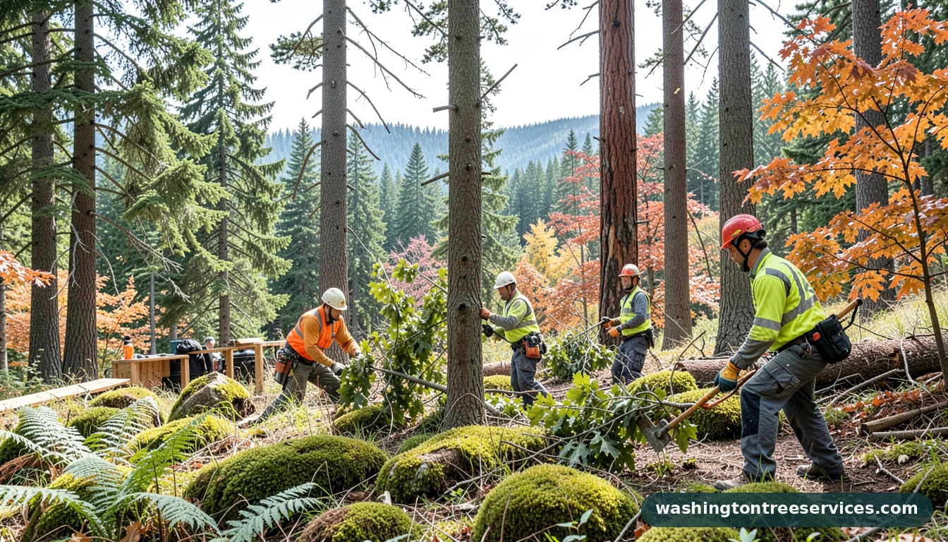 pollarding - tree service equipment and crew in Washington
