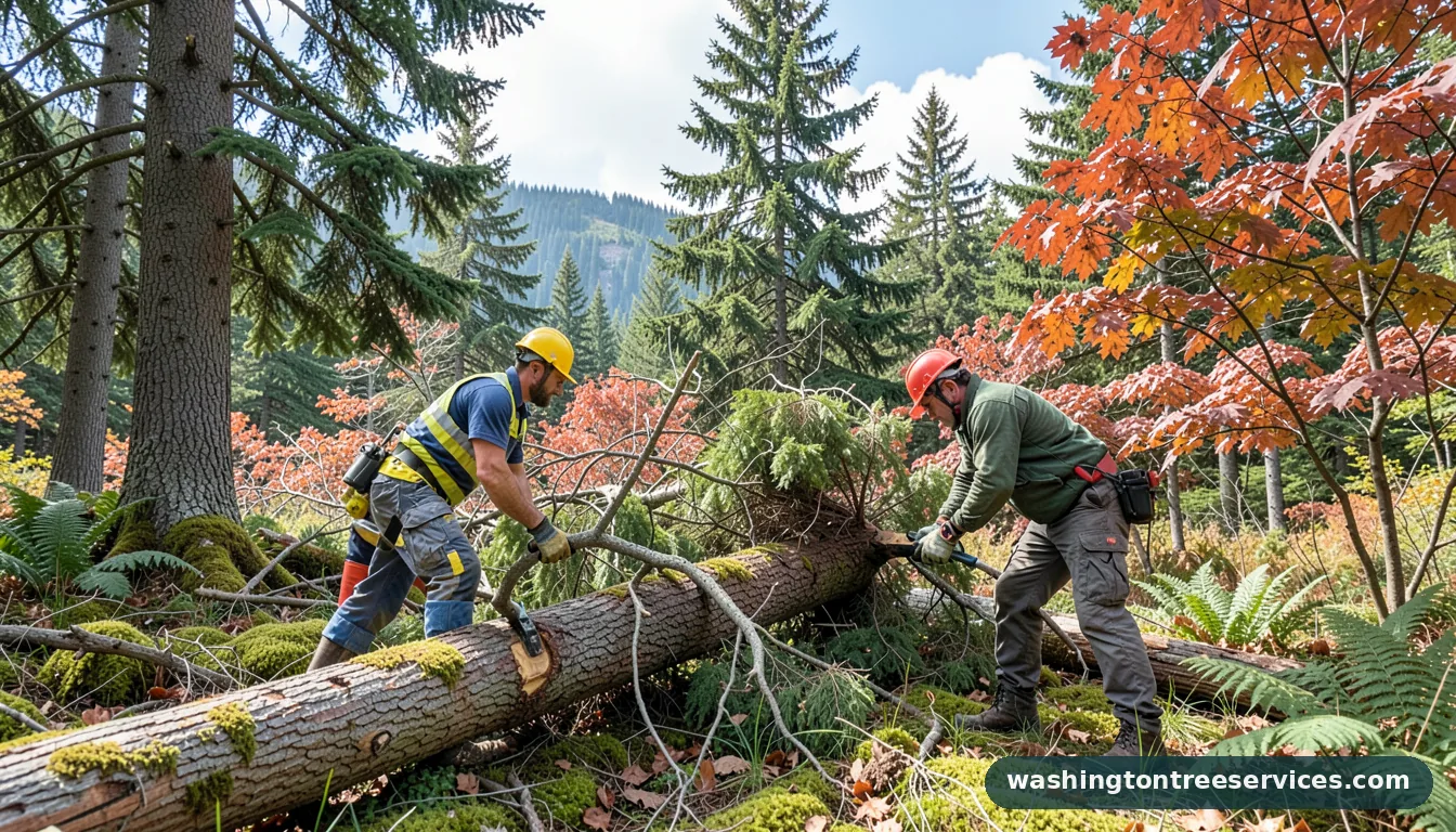 Certified arborists handling price for cutting a tree down in Washington price for cutting a tree down - certified arborists at work in Washington