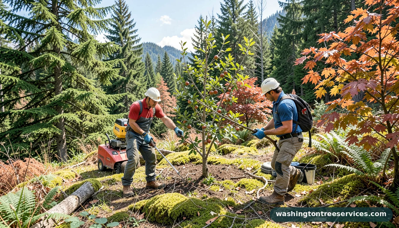 Certified arborists handling prune fruit trees in Washington prune fruit trees - certified arborists at work in Washington
