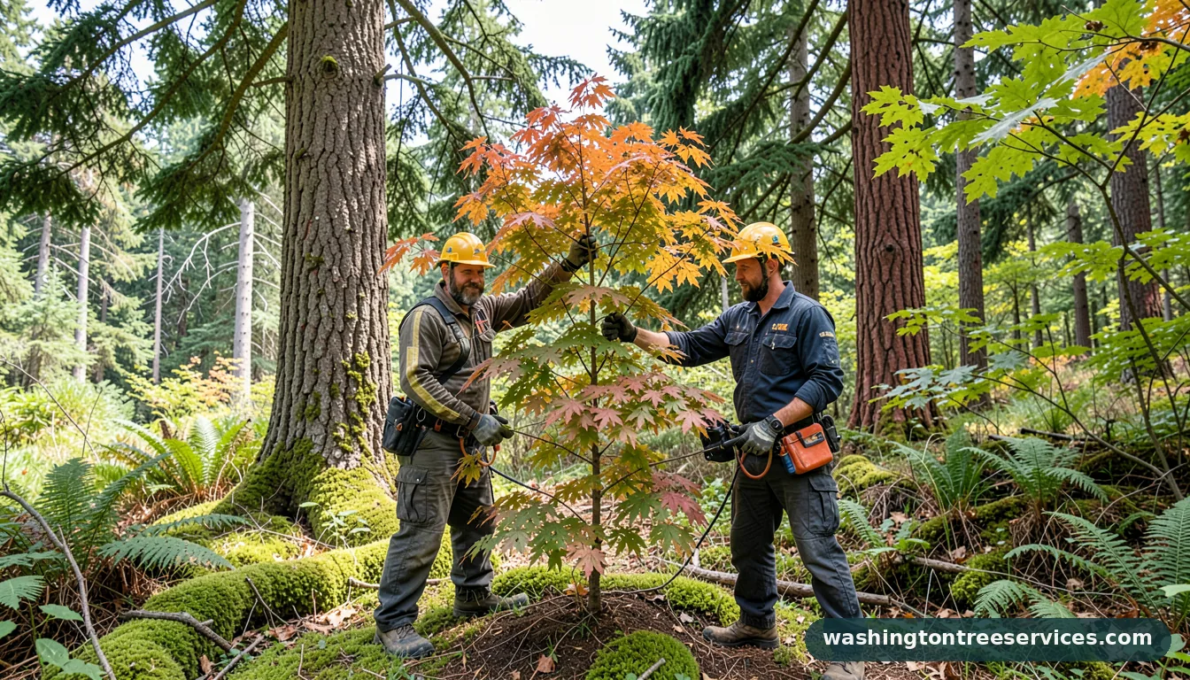 prune laceleaf japanese maple - tree service equipment and crew in Washington