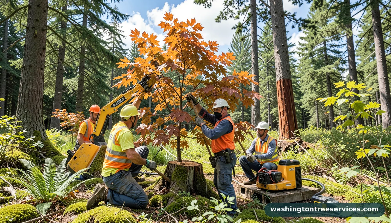 prune maple tree - tree service equipment and crew in Washington