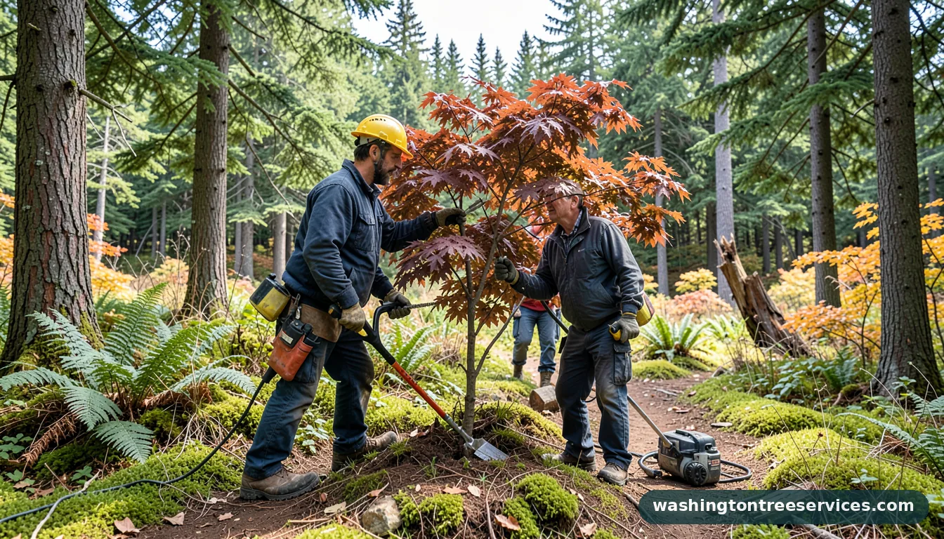 pruning a japanese maple - certified arborists at work in Washington