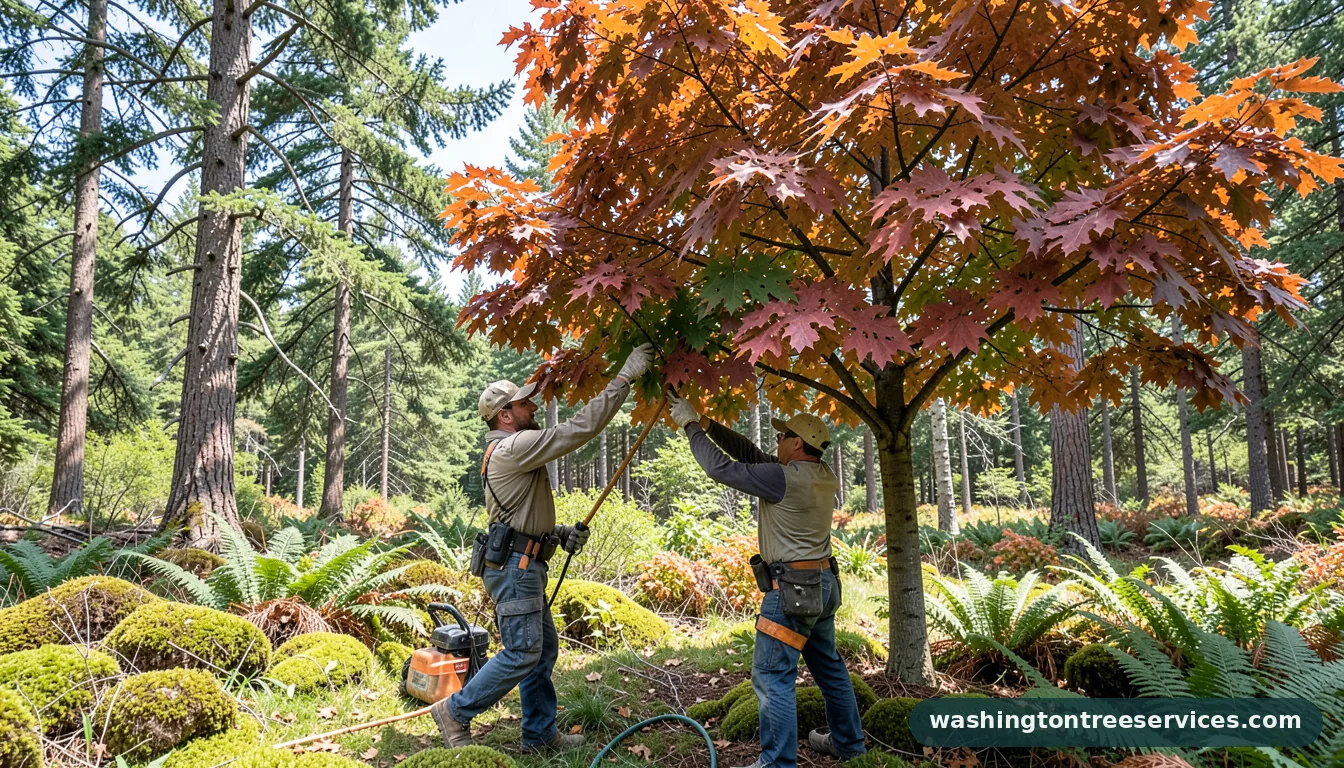 pruning a maple tree - completed tree work by Washington Tree Services