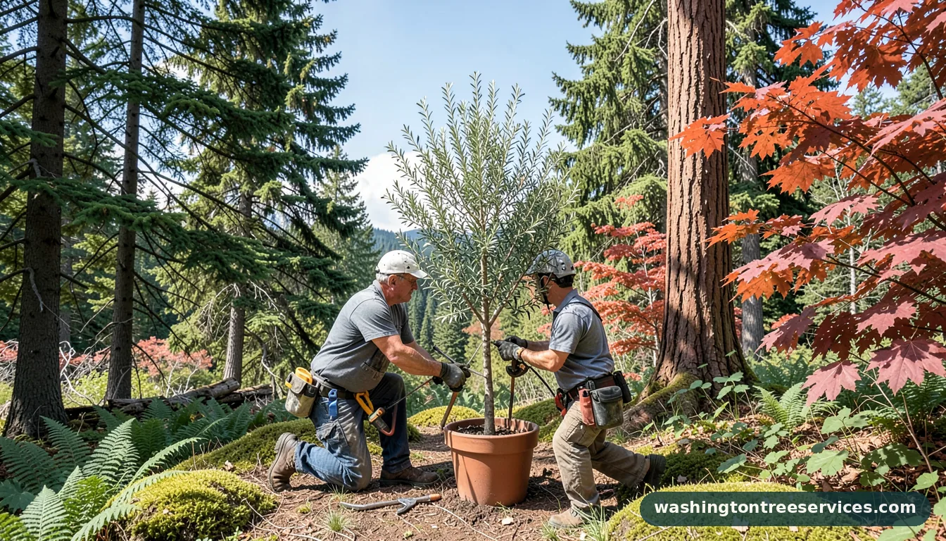 pruning a potted olive tree in Washington | Washington Tree Services pruning a potted olive tree - professional tree service in Washington