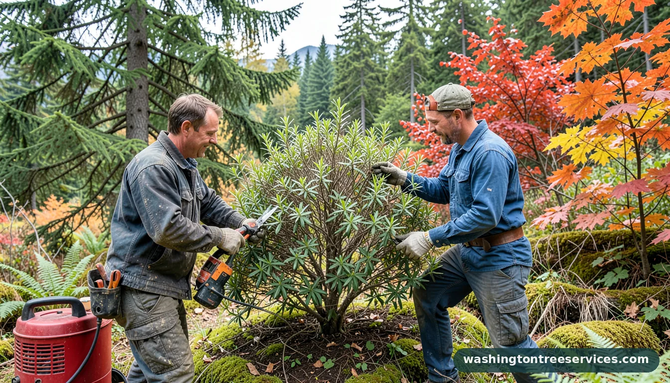 pruning a smoke bush - certified arborists at work in Washington