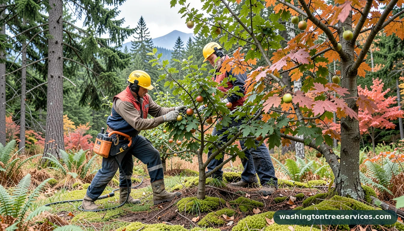 pruning apple and pear trees - certified arborists at work in Washington