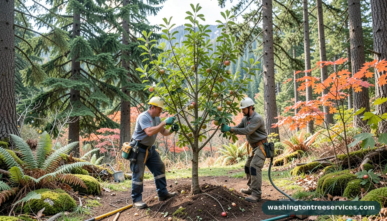 pruning apple tree - certified arborists at work in Washington