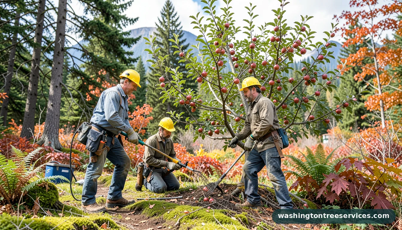 pruning apple tree - tree service equipment and crew in Washington