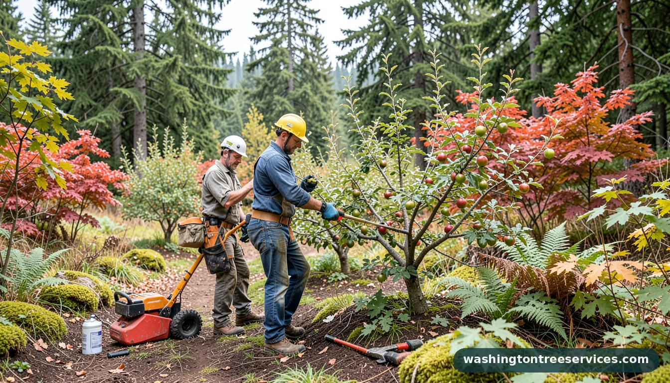 Certified arborists handling pruning apple trees for beginners in Washington pruning apple trees for beginners - certified arborists at work in Washington