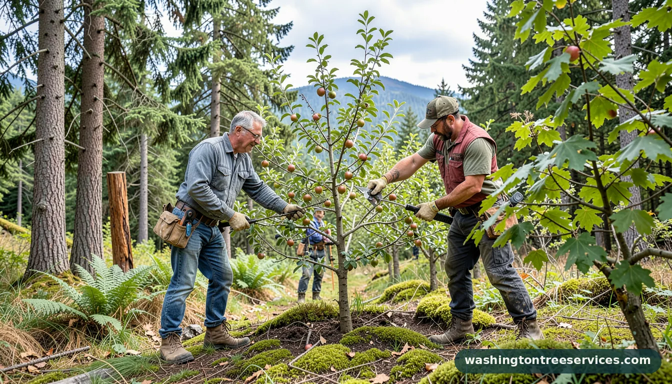 Completed pruning apple trees project by Washington Tree Services pruning apple trees - completed tree work by Washington Tree Services