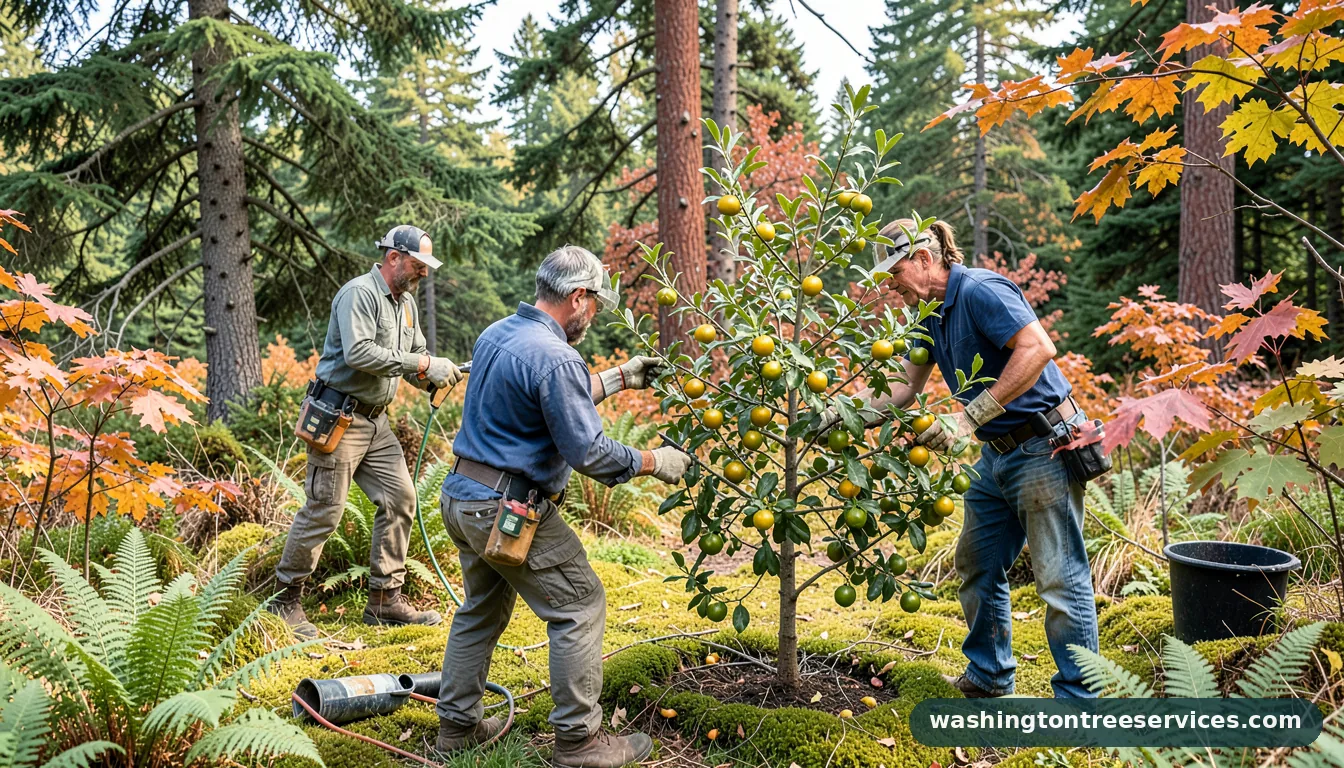 pruning citrus trees - certified arborists at work in Washington