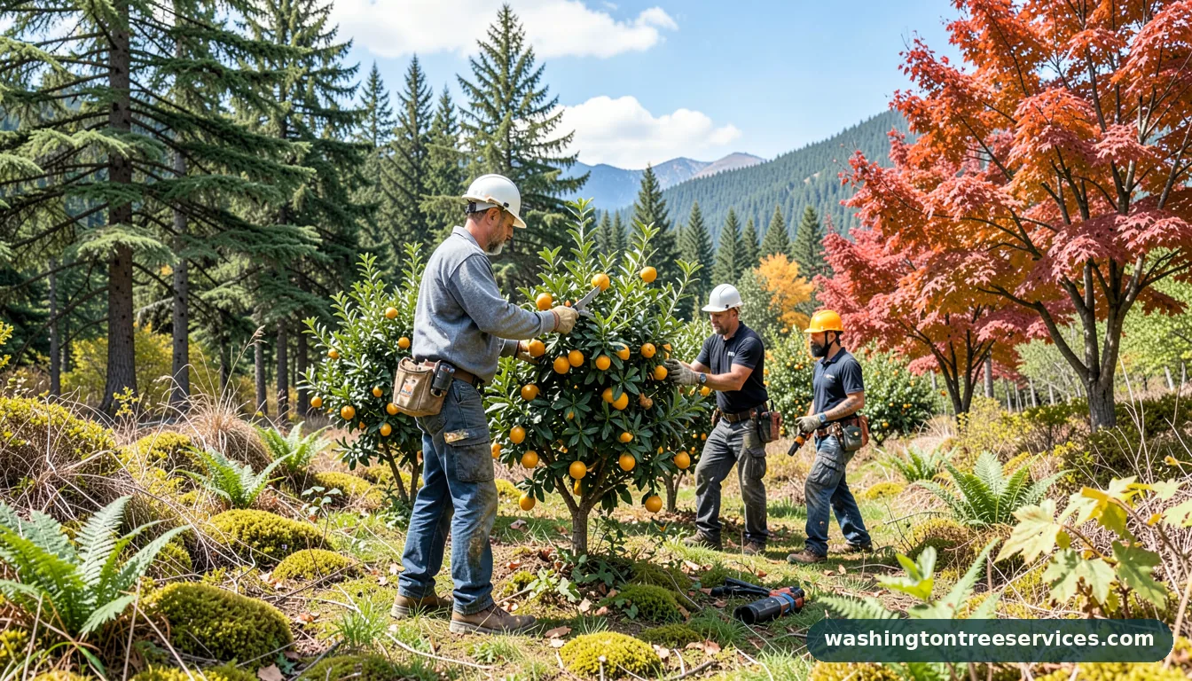 pruning citrus trees - tree service equipment and crew in Washington
