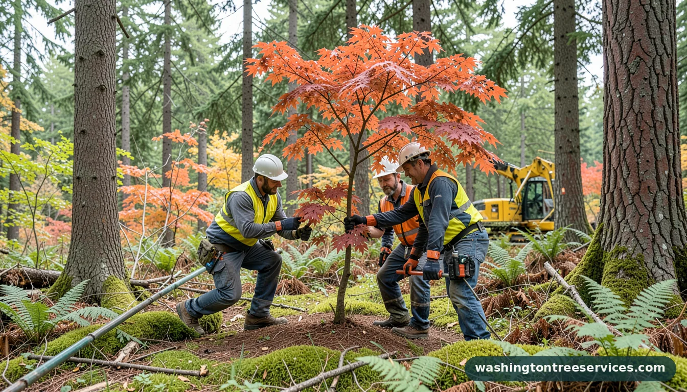 Professional equipment for pruning coral bark japanese maple in Washington pruning coral bark japanese maple - tree service equipment and crew in Washington