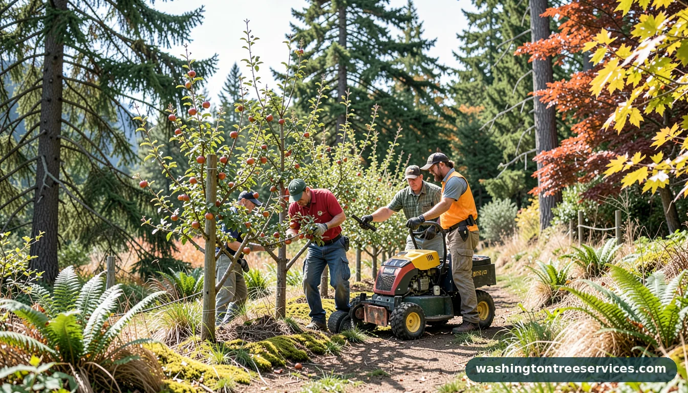 pruning espalier apple trees - completed tree work by Washington Tree Services
