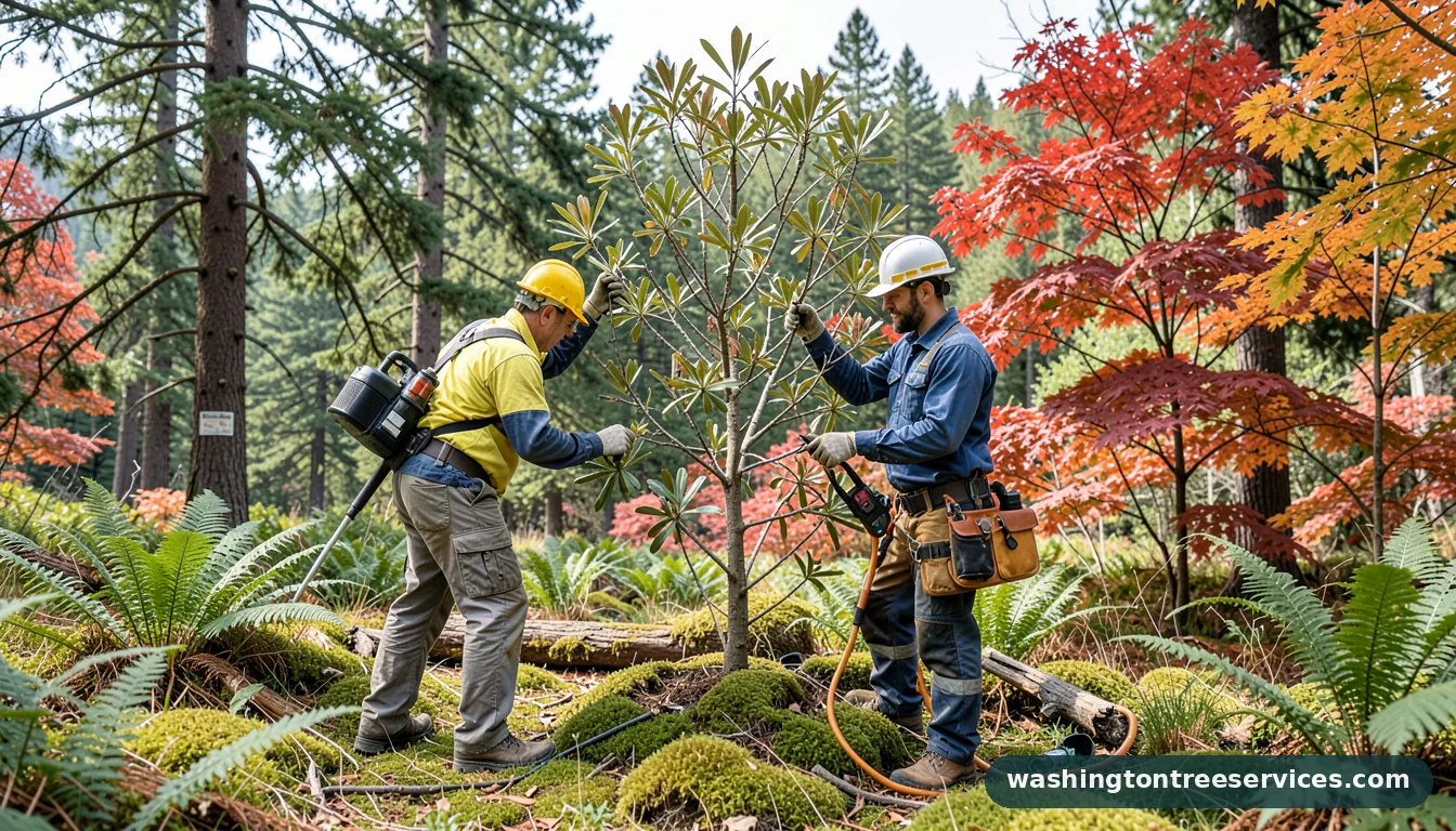 pruning eucryphia tree - tree service equipment and crew in Washington
