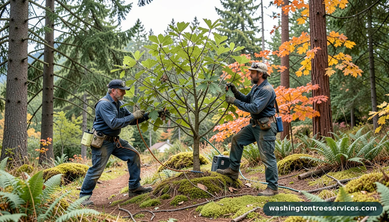 pruning eucryphia tree - completed tree work by Washington Tree Services