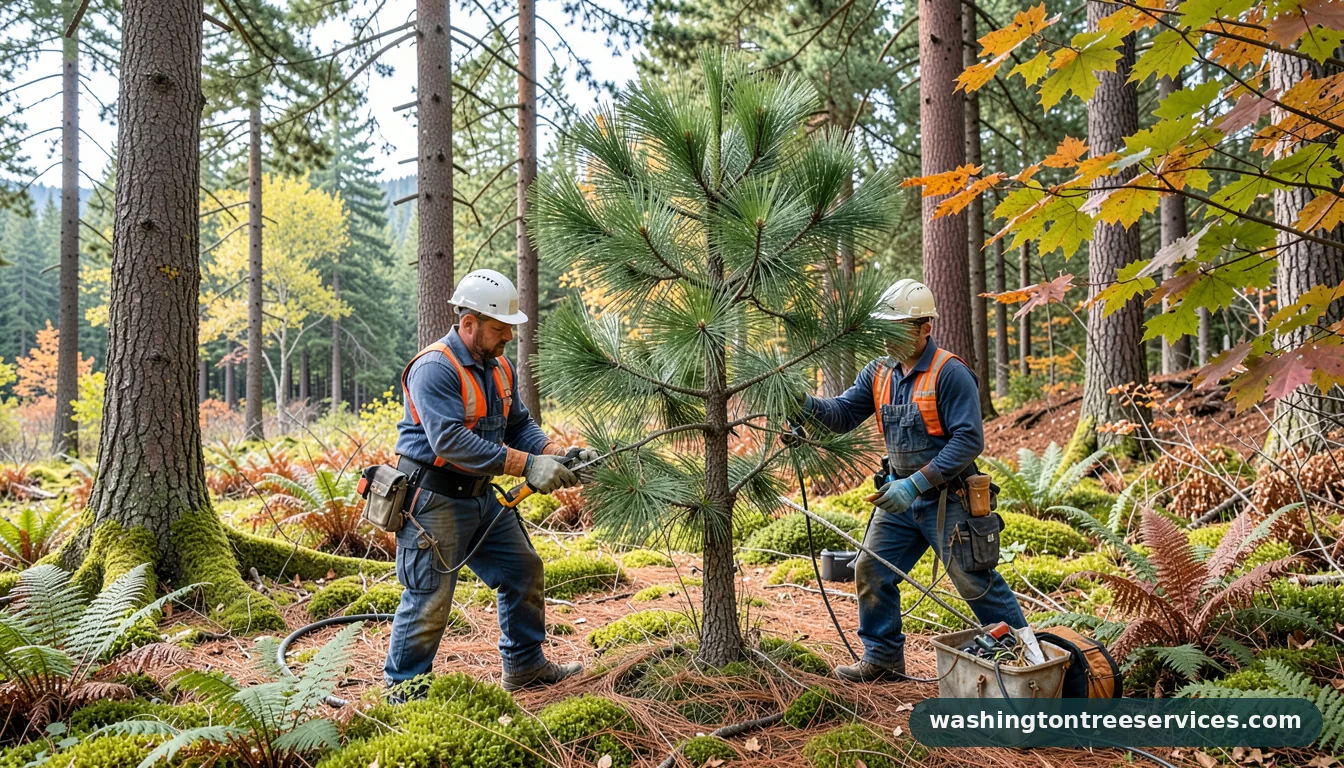 pruning norfolk island pine - tree service equipment and crew in Washington