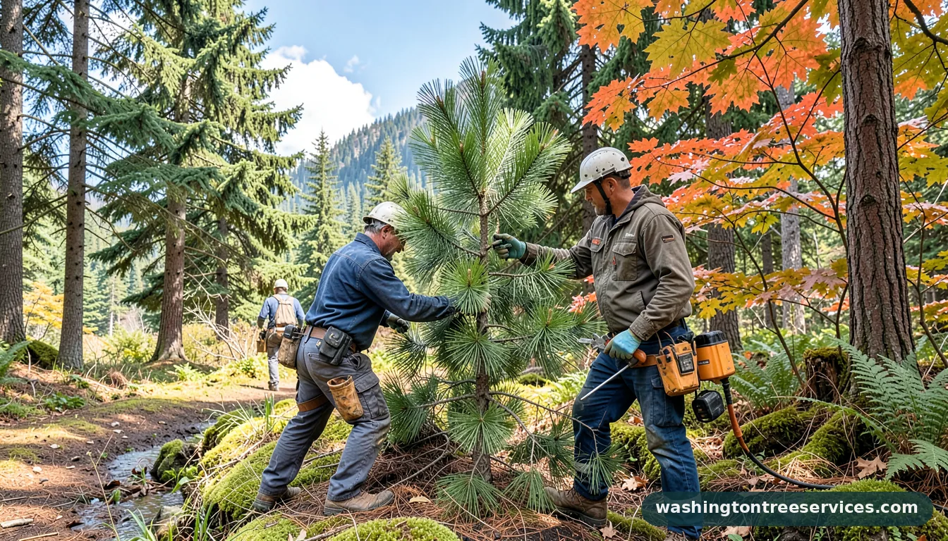 pruning norfolk island pine - completed tree work by Washington Tree Services