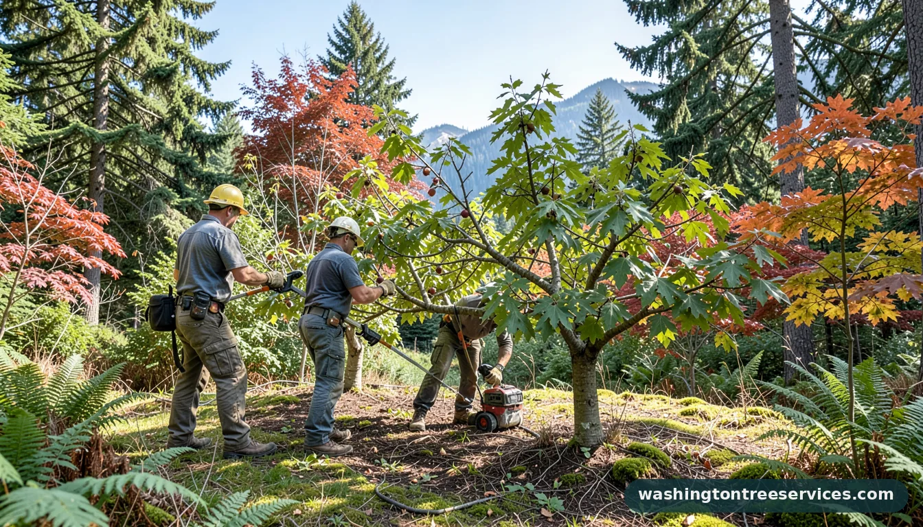 Completed pruning old fruit trees project by Washington Tree Services pruning old fruit trees - completed tree work by Washington Tree Services