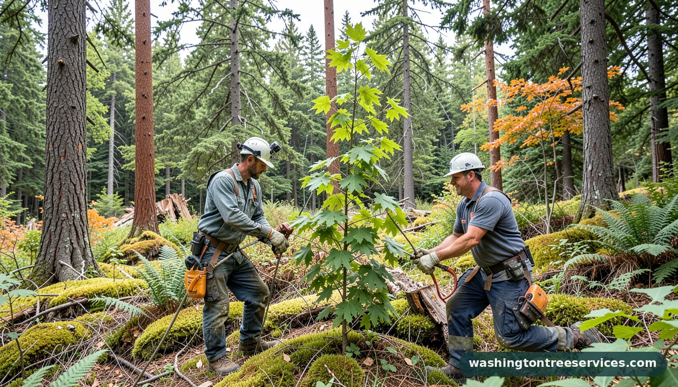 pruning small maple trees - certified arborists at work in Washington
