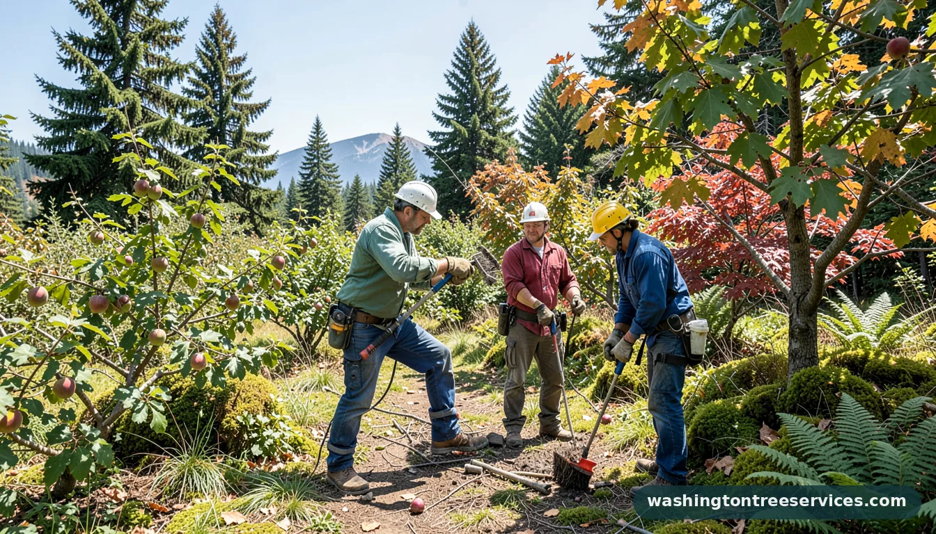 pruning stone fruit trees - certified arborists at work in Washington