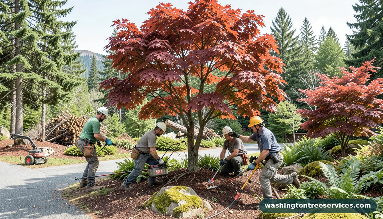 Completed red rock tree and landscaping project by Washington Tree Services red rock tree and landscaping - completed tree work by Washington Tree Services