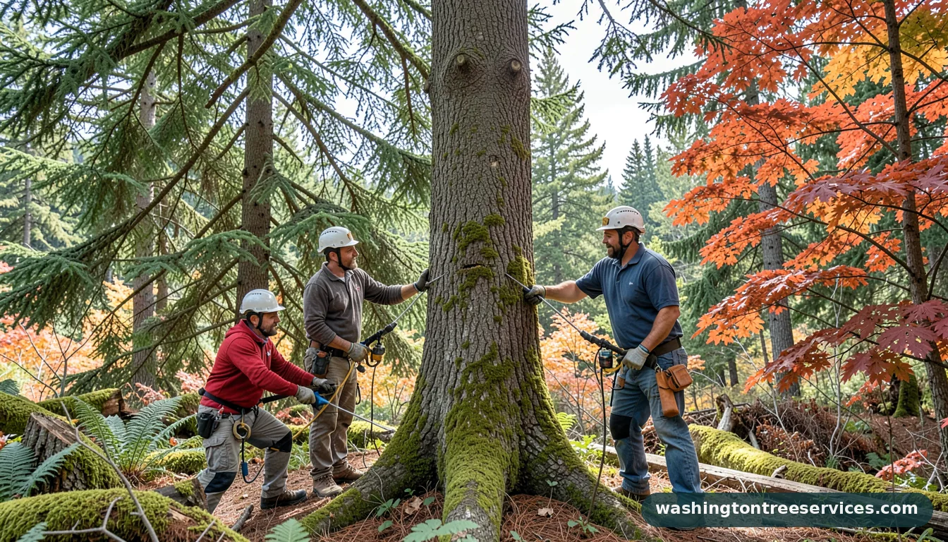 remove moss from tree trunk - certified arborists at work in Washington