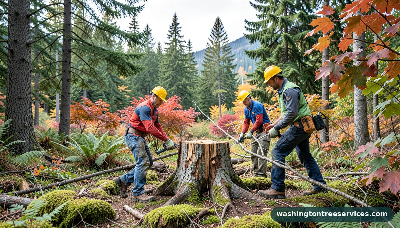 removing a tree stump - certified arborists at work in Washington